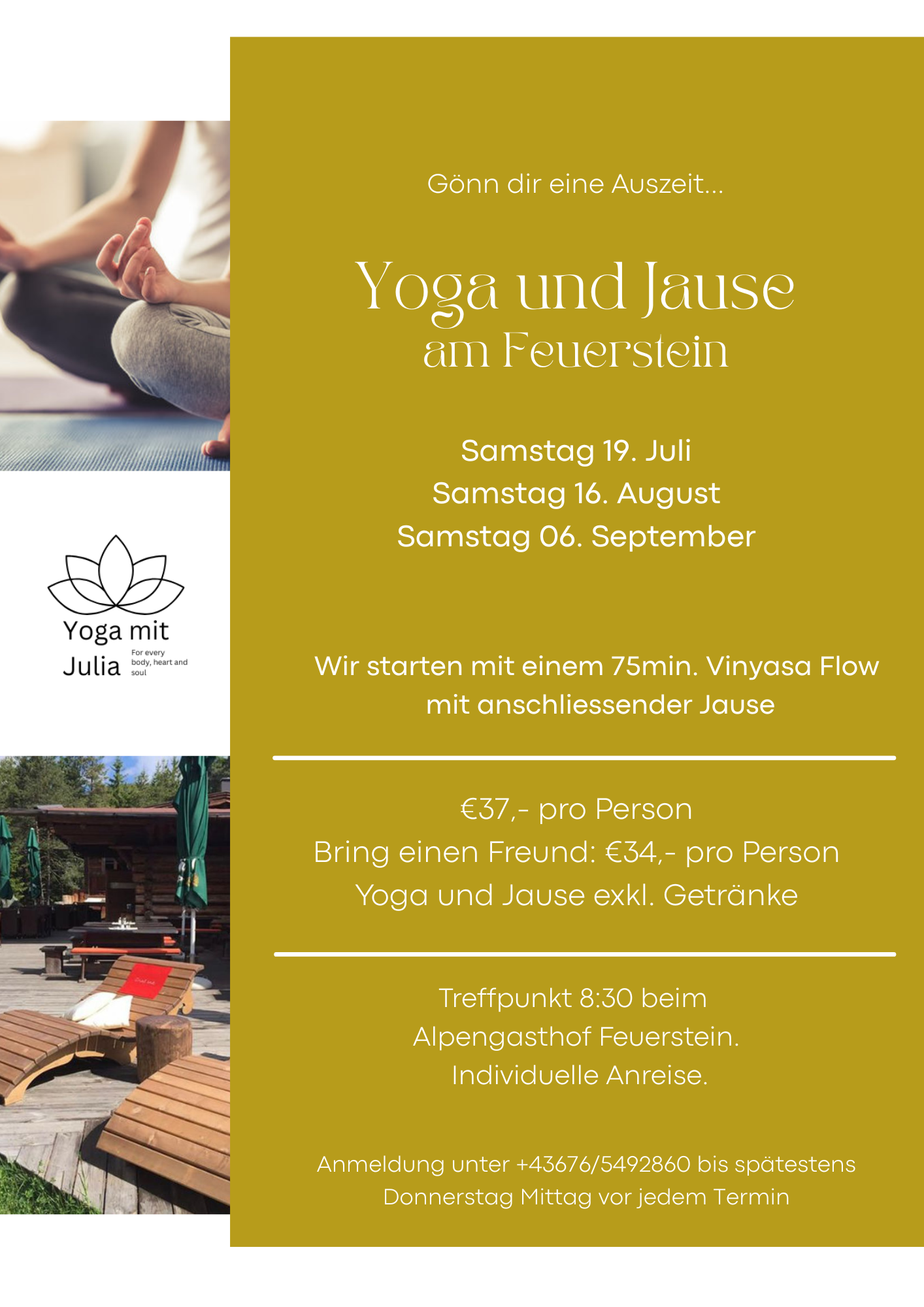 Yoga und Jause am Feuerstein